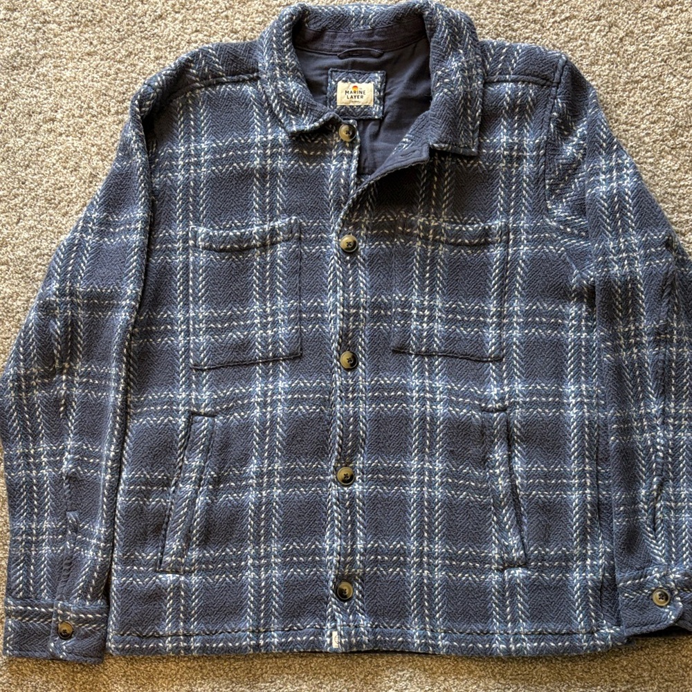 Marine Layer Textured Herringbone Overshirt